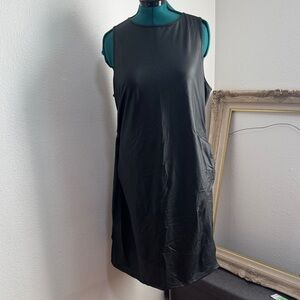 Elegant Black Sleeveless faux leather Dress